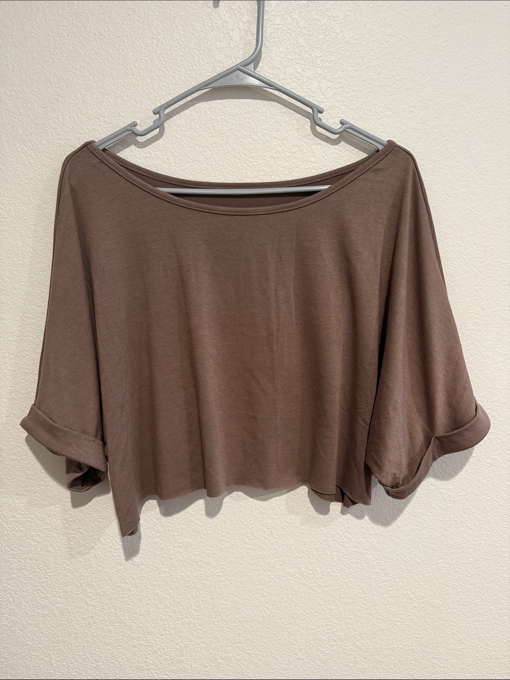 Size Medium could fit an XL Women's Cropped Boatneck Top in Brown